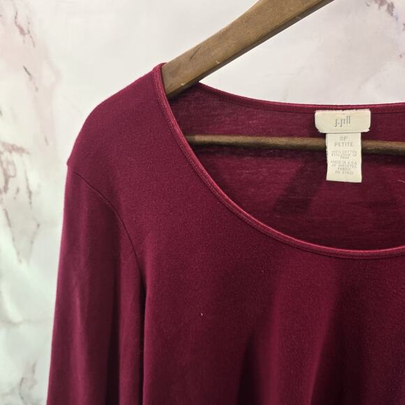 J Jill Shirt Womens Small P Petite True Red Long Sleeve Pullover Scoop Neck - Picture 2 of 9